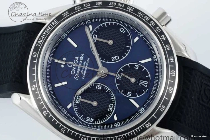 0601 SportInspired Speedmaster Racing Master SS HKF Best Edition Blue Black Dial on Black Rubber Strap A 7817